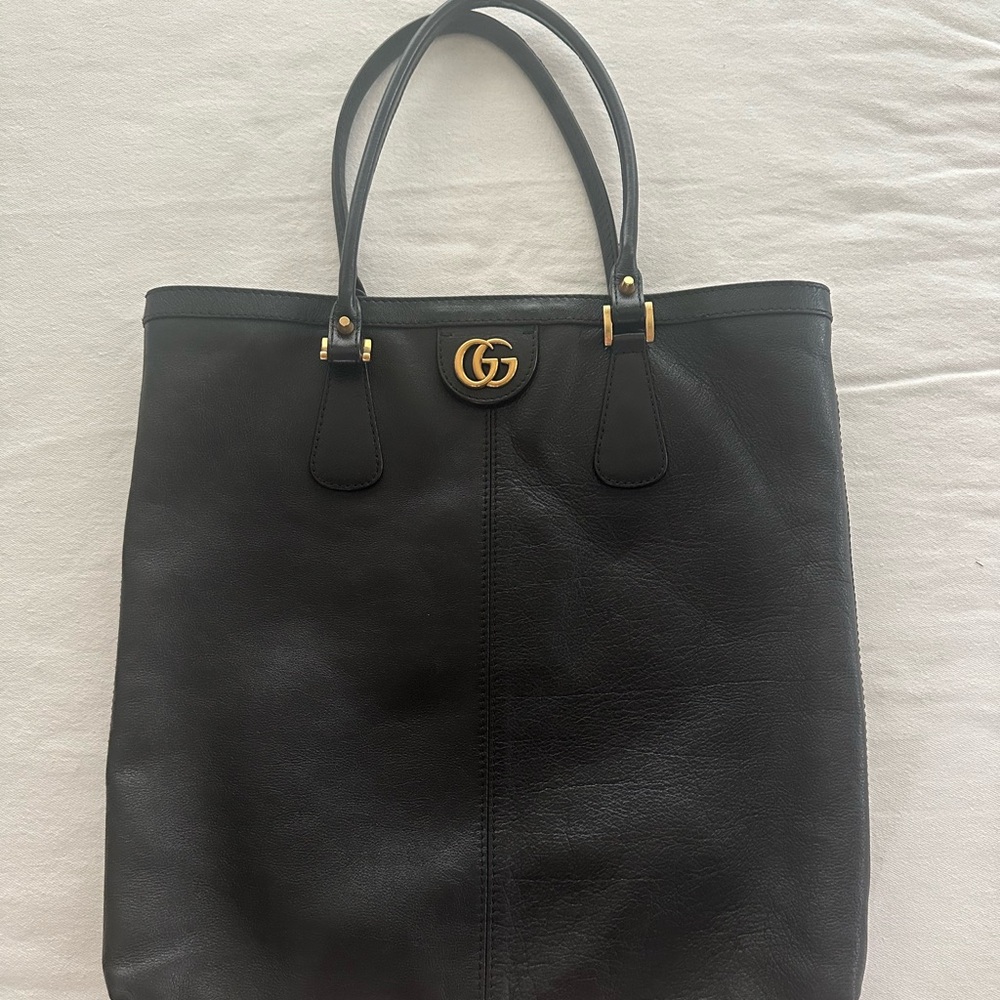 Gucci Black Tote with Gold Accents